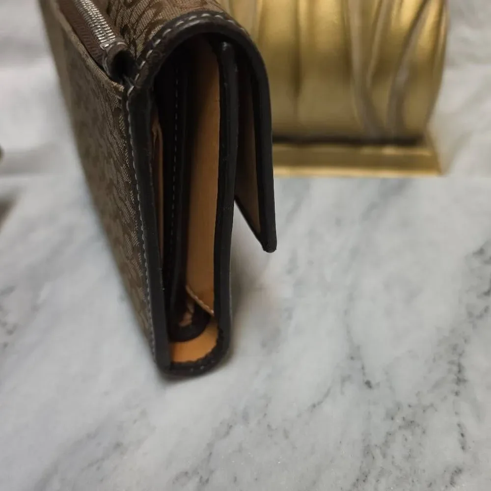 Vintage Coach brown signature C jacquard canvas wallet with checkbook insert